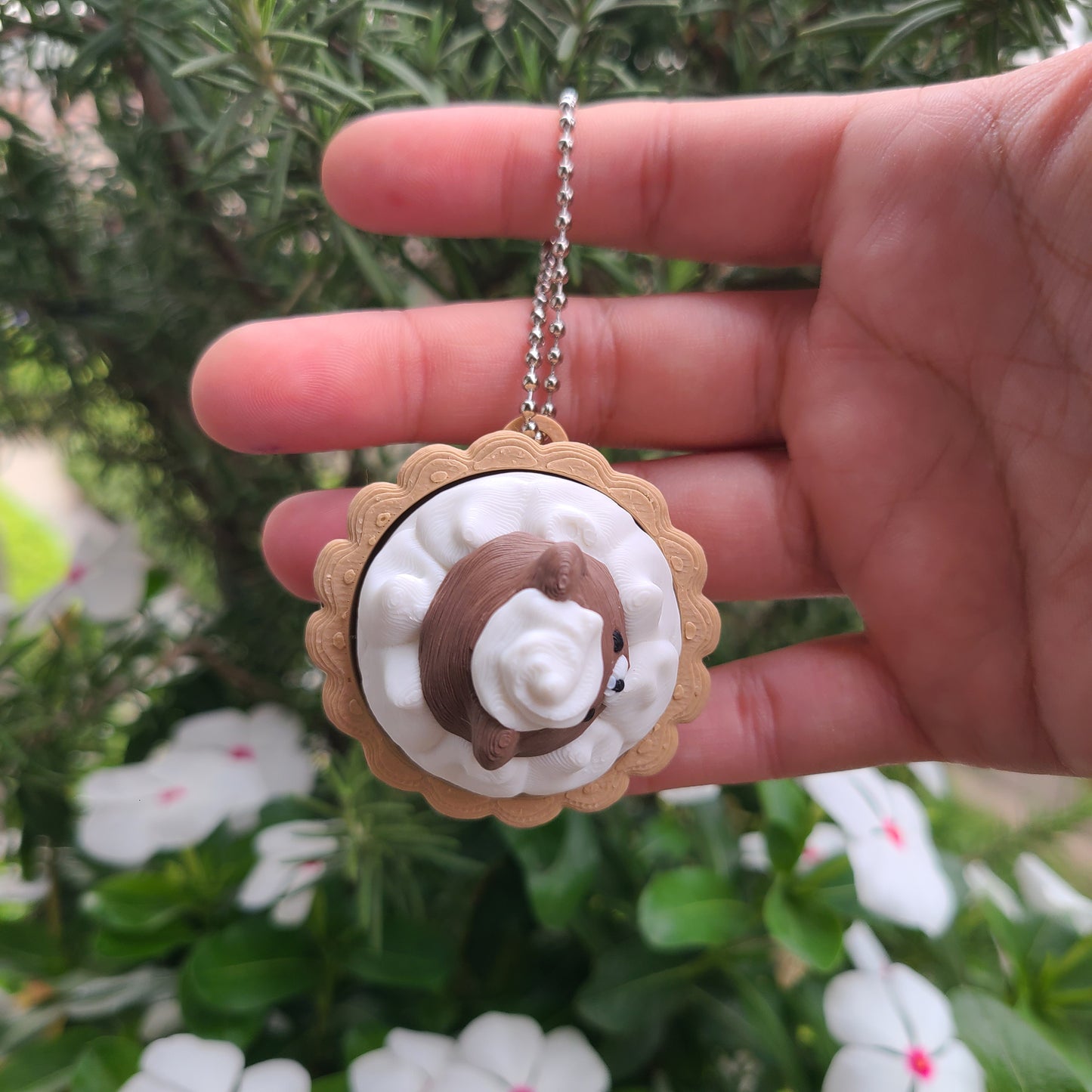 Bear Cream Tart Fidget Clicker Keychain