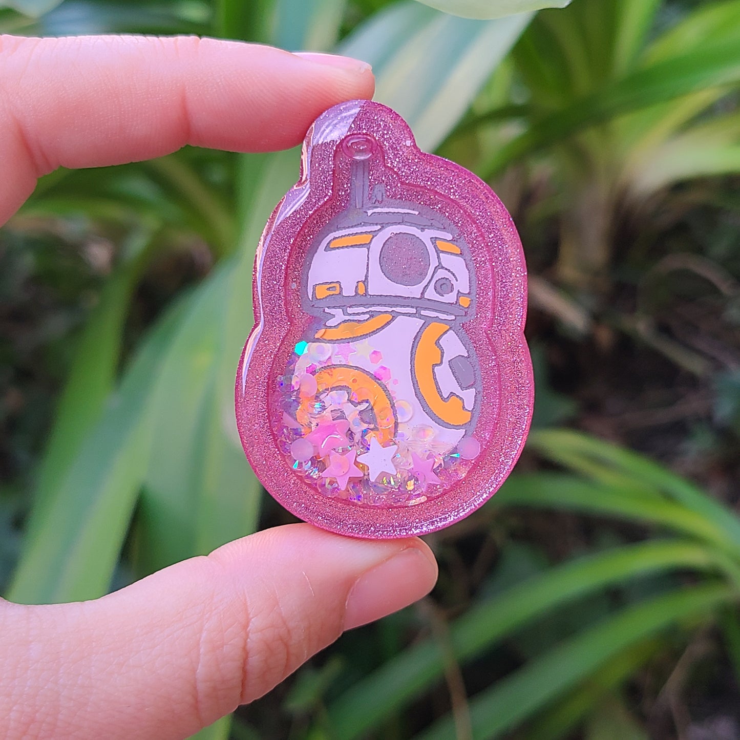 Pink Round Robot Charm