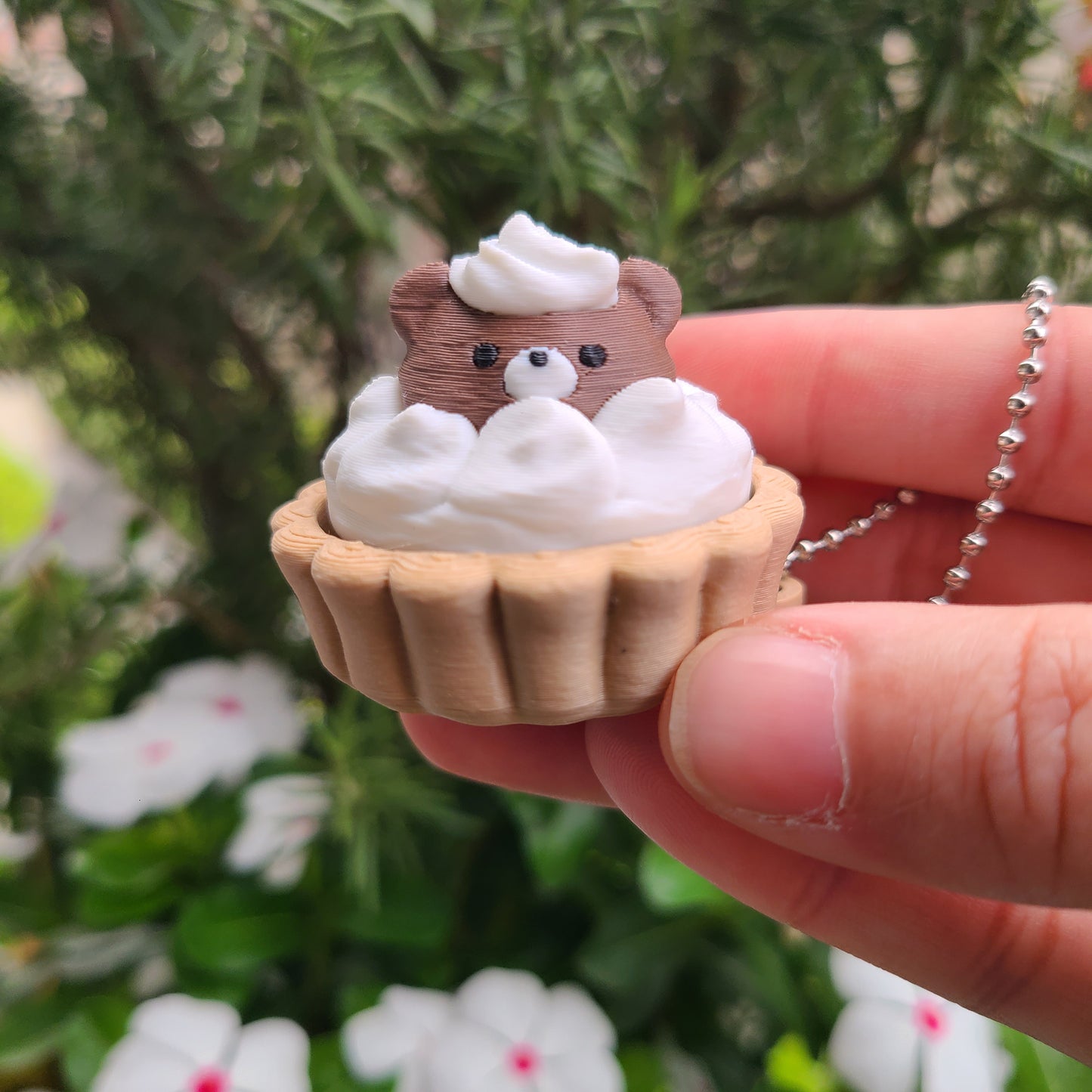 Bear Cream Tart Fidget Clicker Keychain