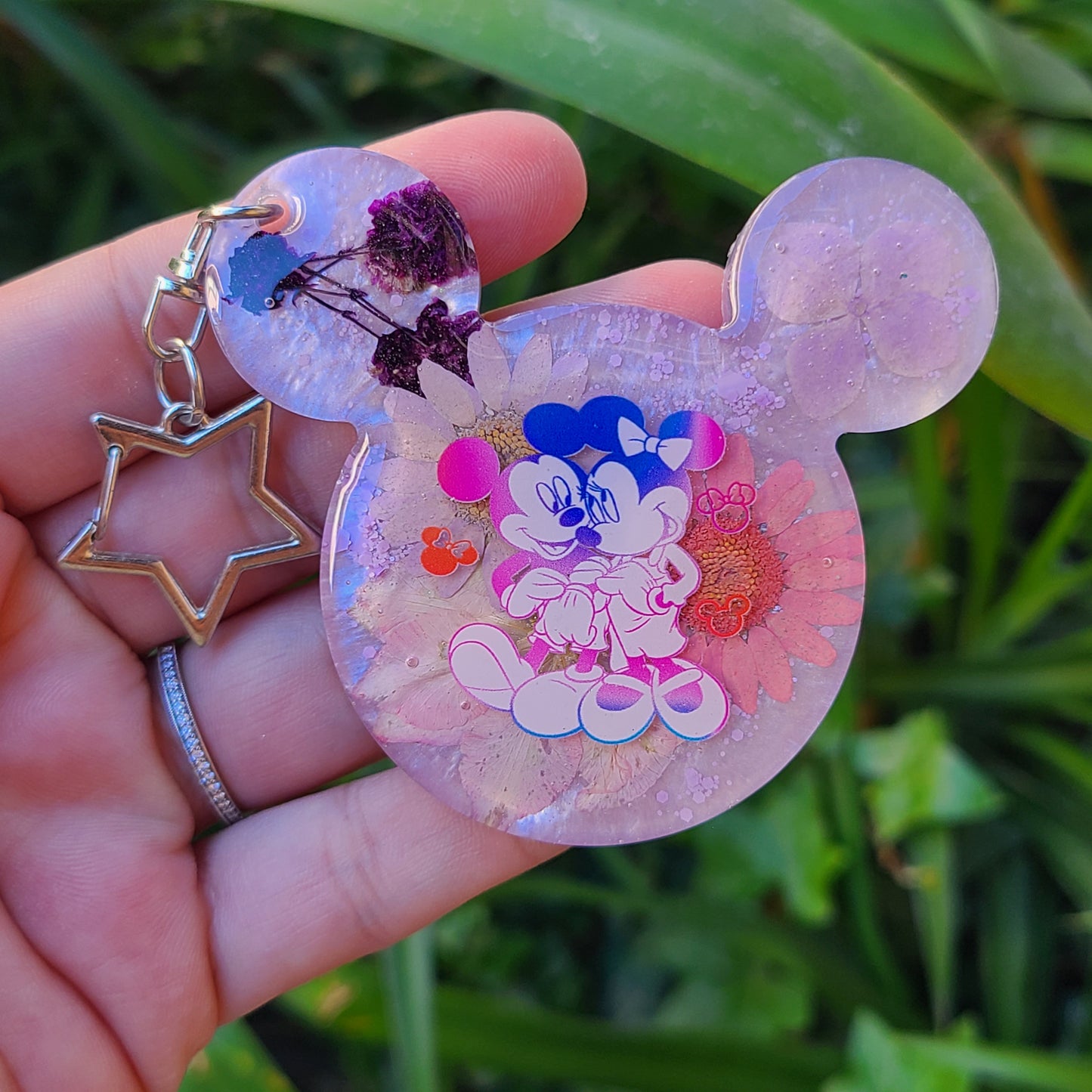 Couple Mouse Flower Mouse Keychain