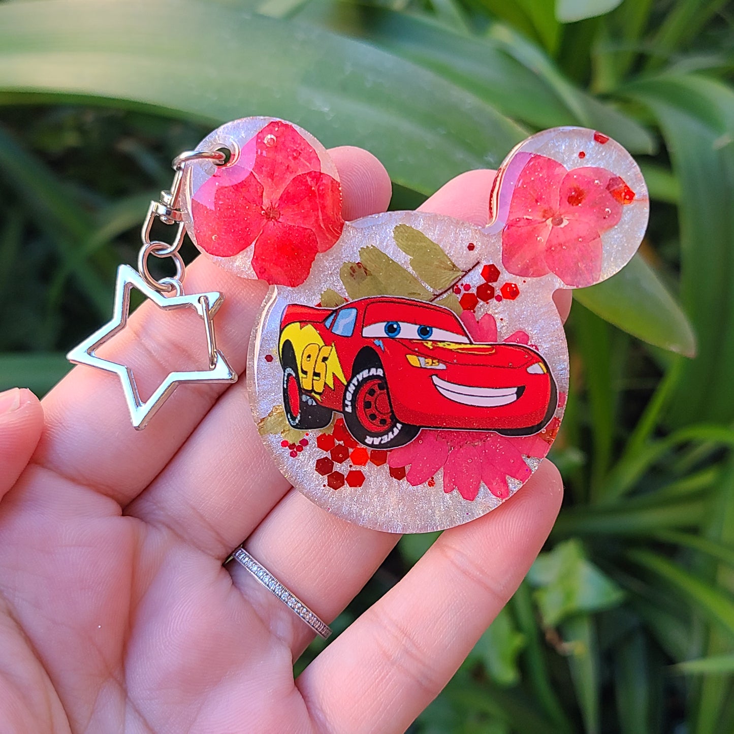 Car Flower Mouse Keychain