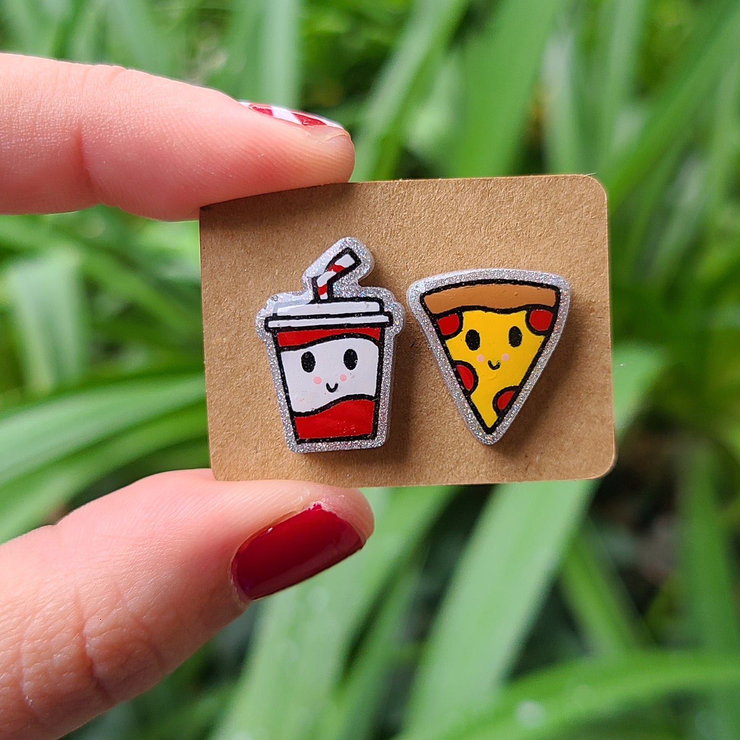 Soda & Pizza Stud Earrings