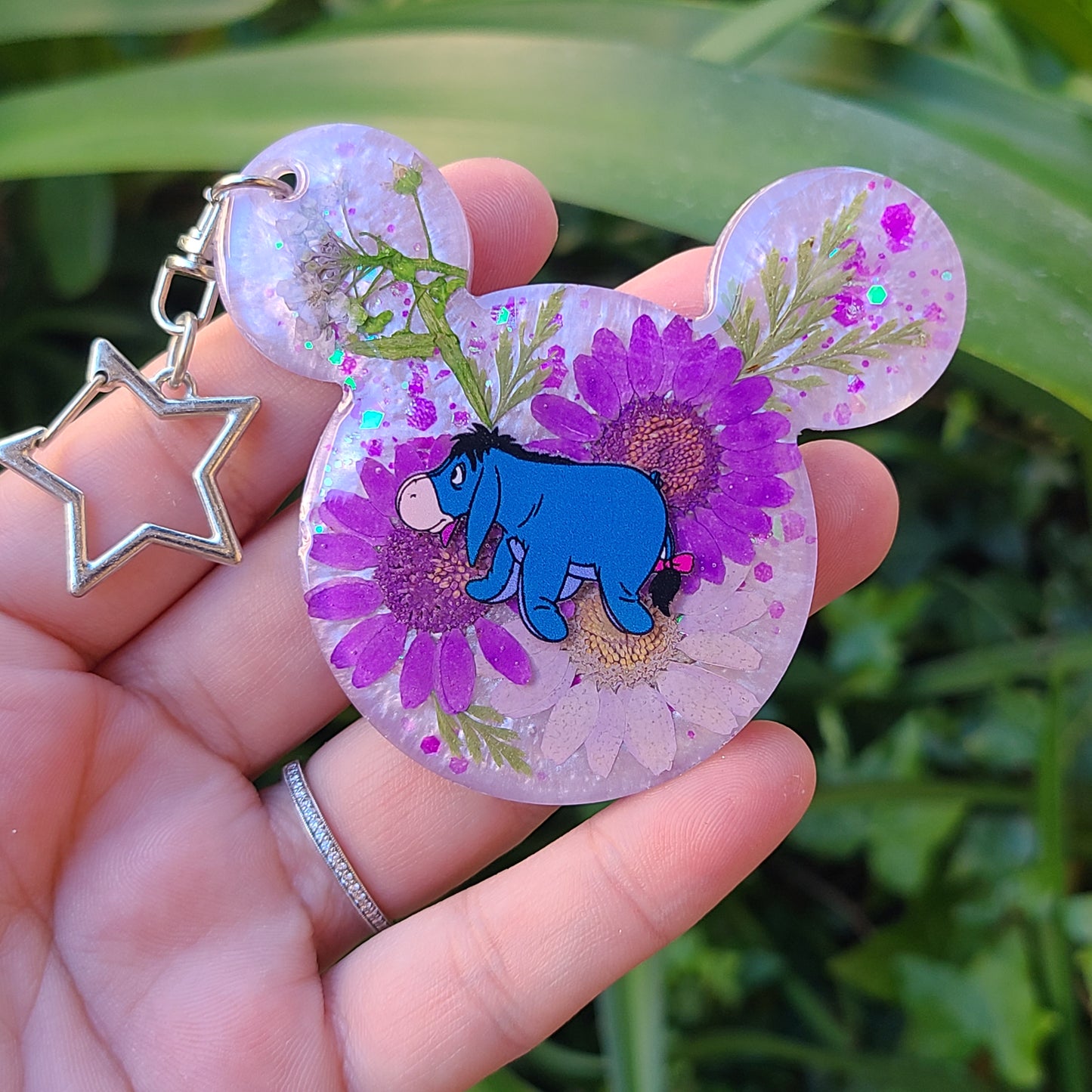 Donkey Flower Mouse Keychain