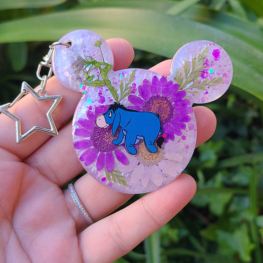 Donkey Flower Mouse Keychain