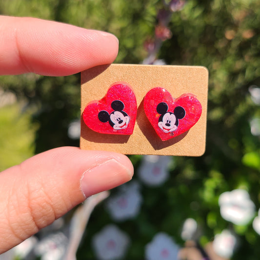 Boy Mouse Heart Earrings