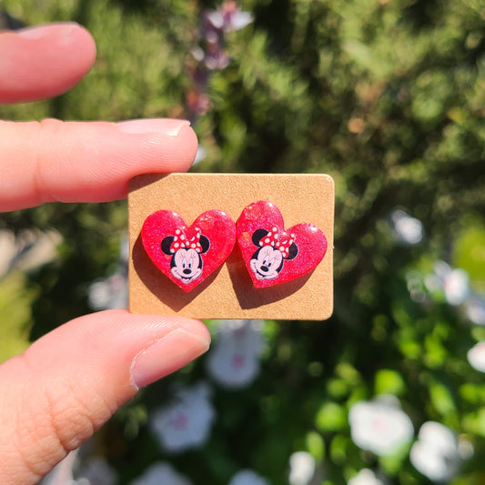 Girl Mouse Heart Earrings