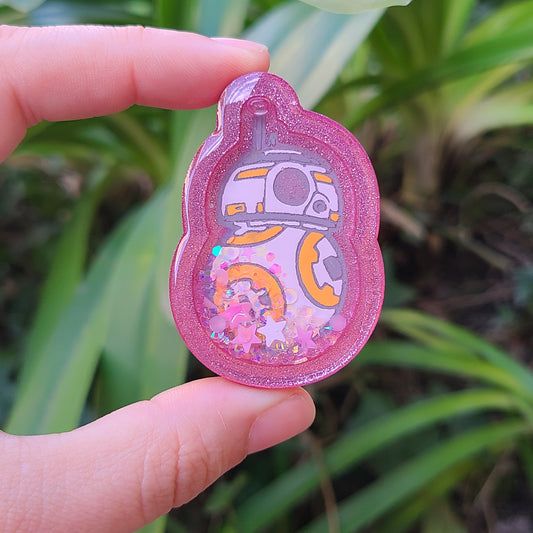 Pink Round Robot Charm