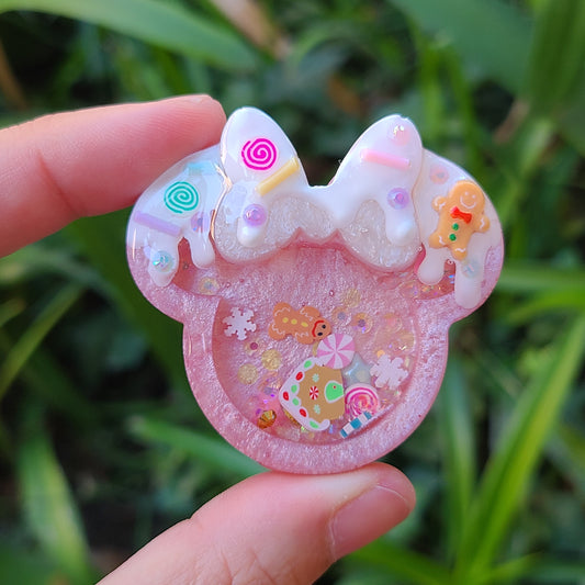 Pink Gingerbread Mouse Charm