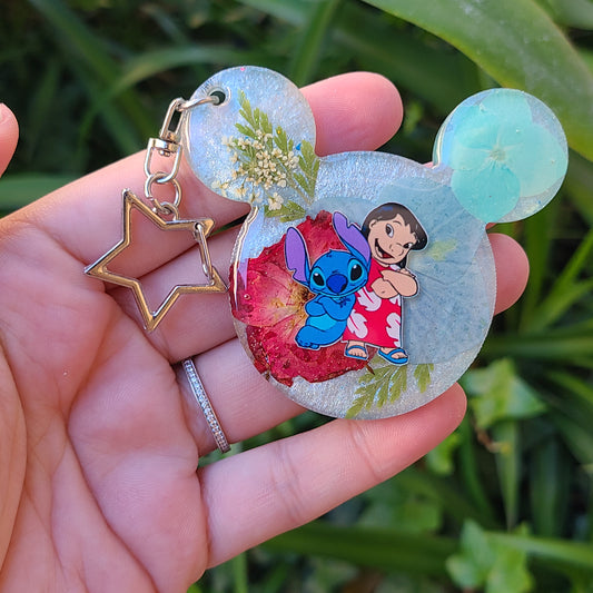 Alien & Girl Flower Mouse Keychain