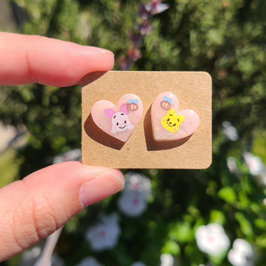 Little Pig & Bear Heart Earrings
