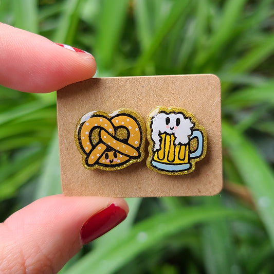 Pretzels & Beer Stud Earrings
